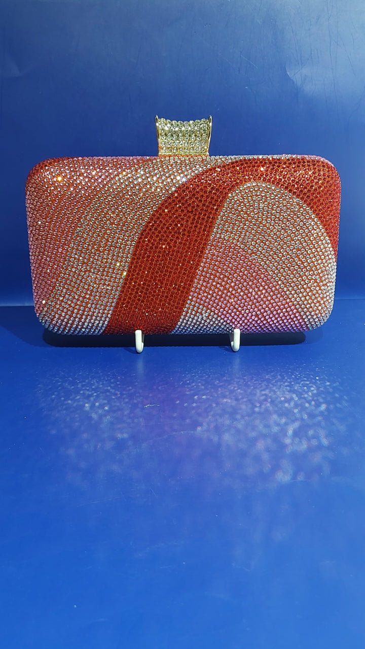 Red Shaded with Rhinestones Evening Clutch Bag | House of Inaayat