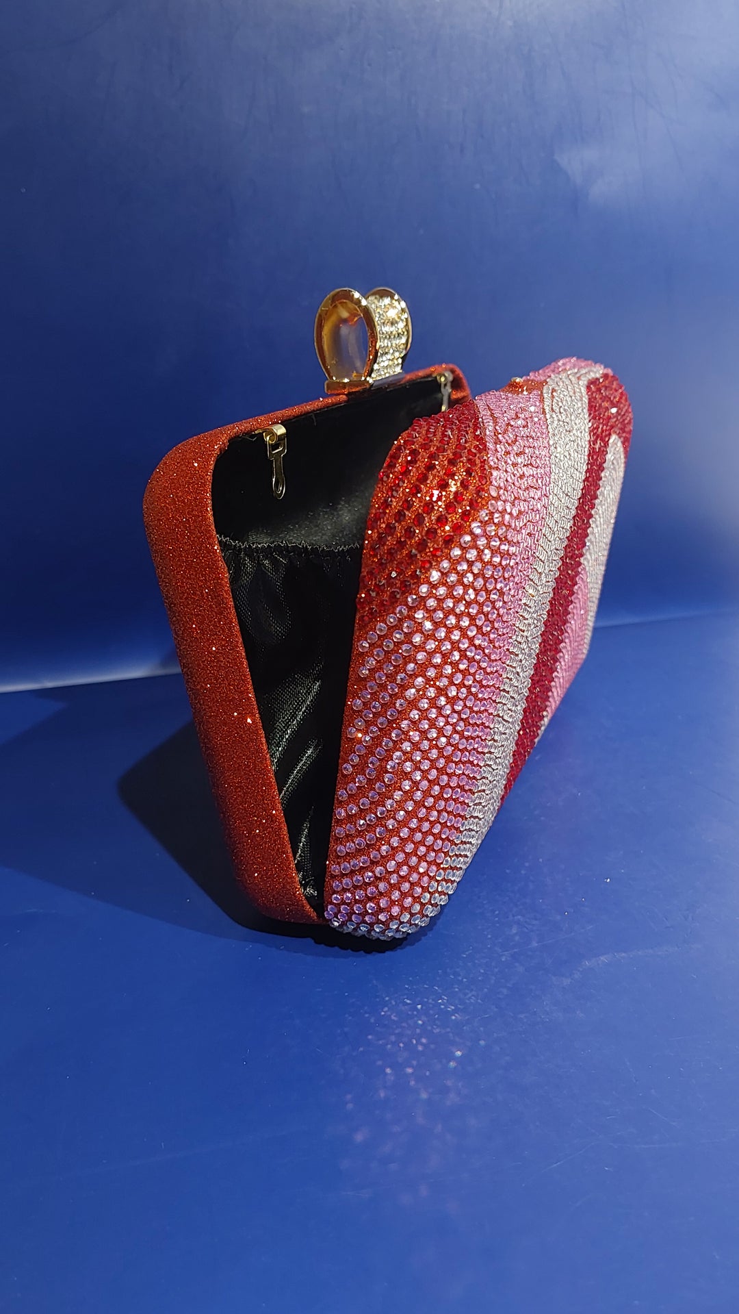 Red Shaded with Rhinestones Evening Clutch Bag | House of Inaayat