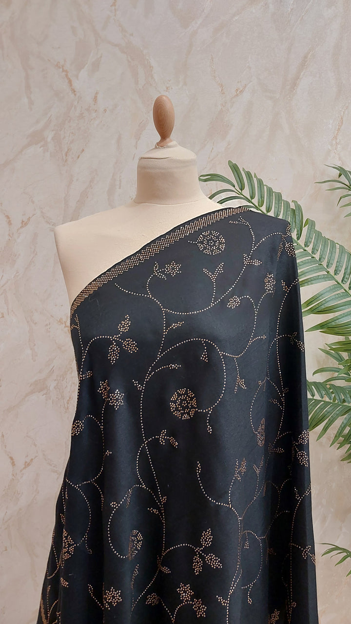 Black Swarovski-Embellished Scarf |House of Inaayat