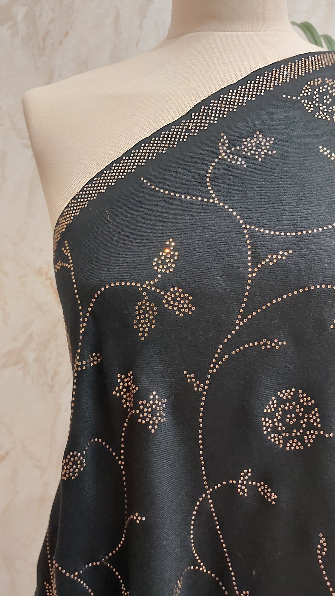 Black Swarovski-Embellished Scarf |House of Inaayat