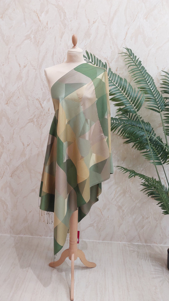Abstract Earth Silk Scarf|House of Inaayat