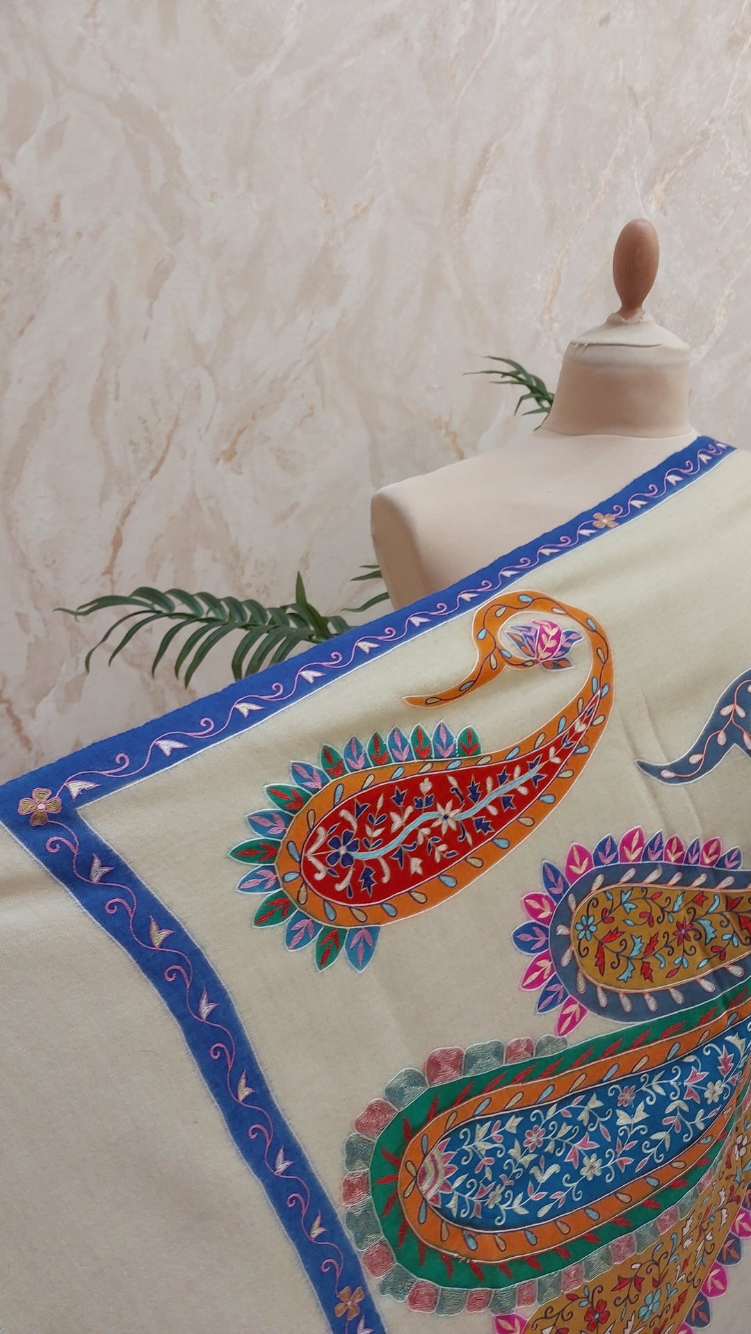 Shipra Pale Olive Kalamkari Pashmina Scarf| House of Inaayat