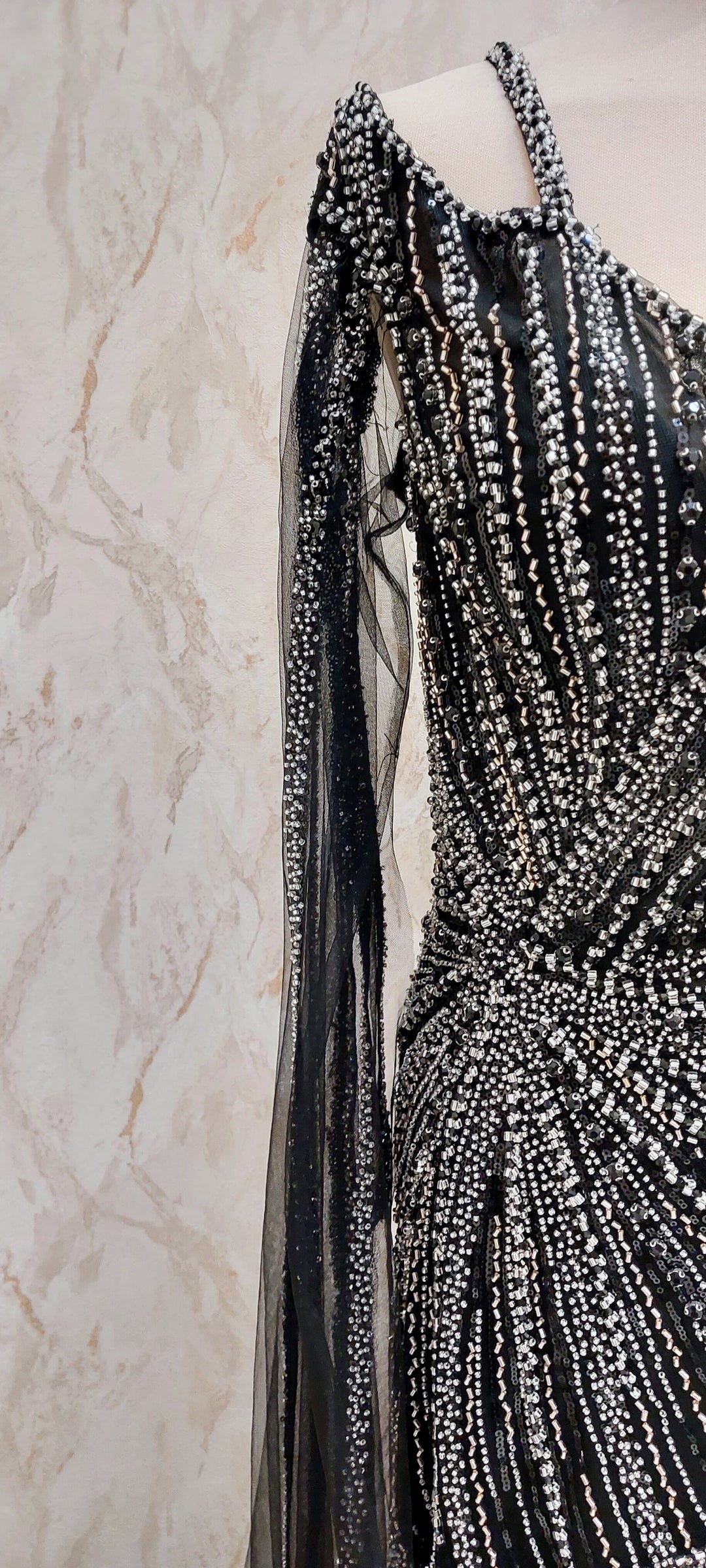 Midnight Onyx Asymmetric Beaded Gown | Inaayat by Divya Taimni