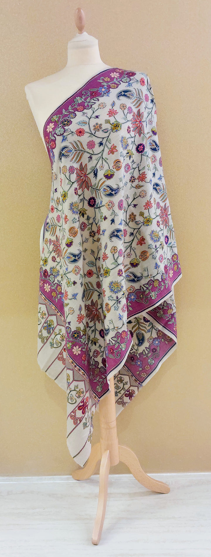 Blush Ivory Garden Embroidered Wrap|House Of Inaayat