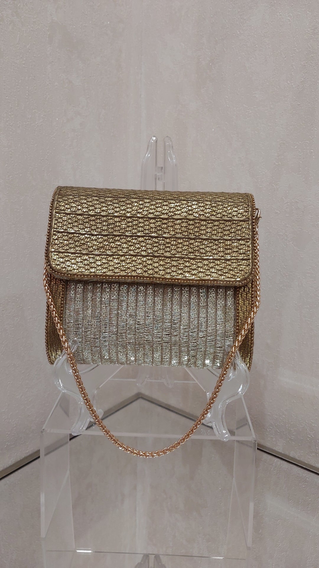 Gold & Silver Metallic Handcrafted Sling Bag | Al Falah