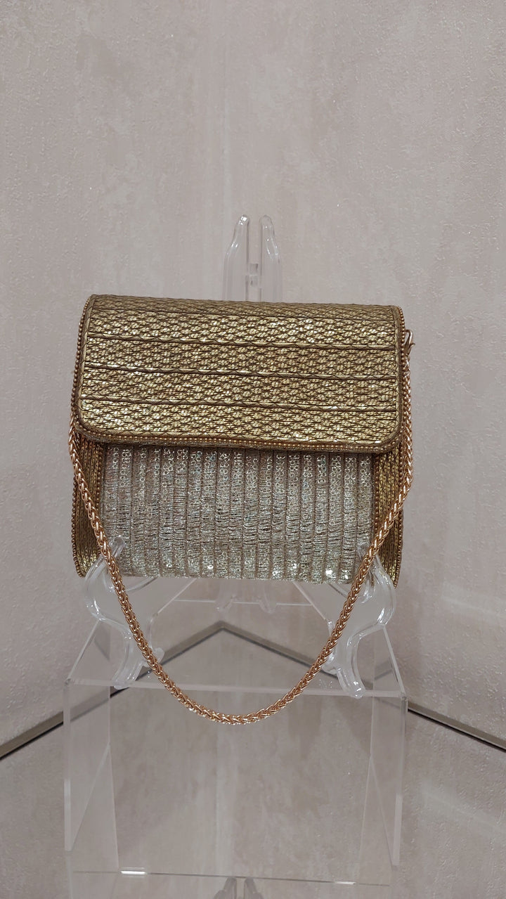 Gold & Silver Metallic Handcrafted Sling Bag | Al Falah
