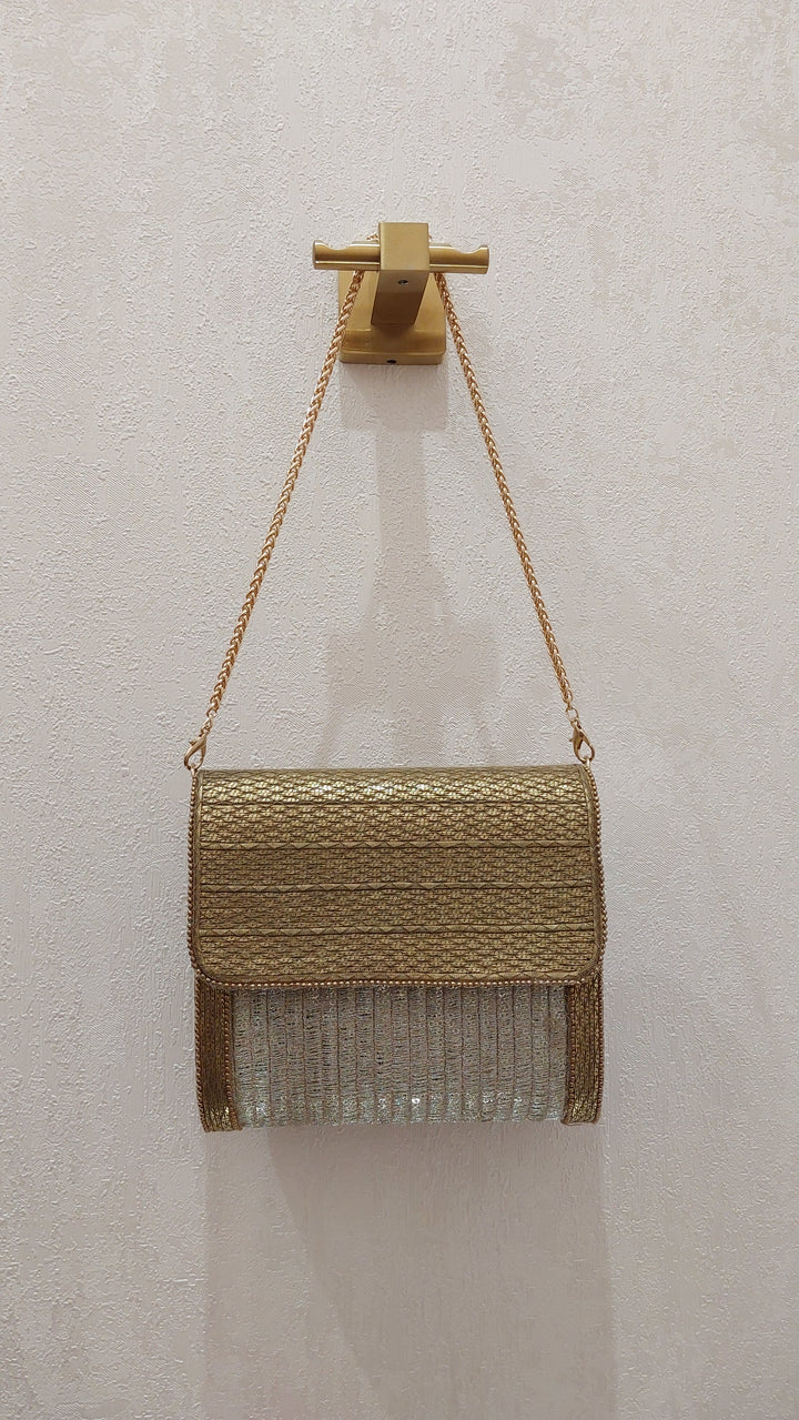 Gold & Silver Metallic Handcrafted Sling Bag | Al Falah