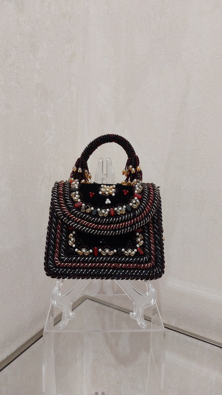 Ornate Beaded and Cord-Trimmed Evening Bag| Al Falah
