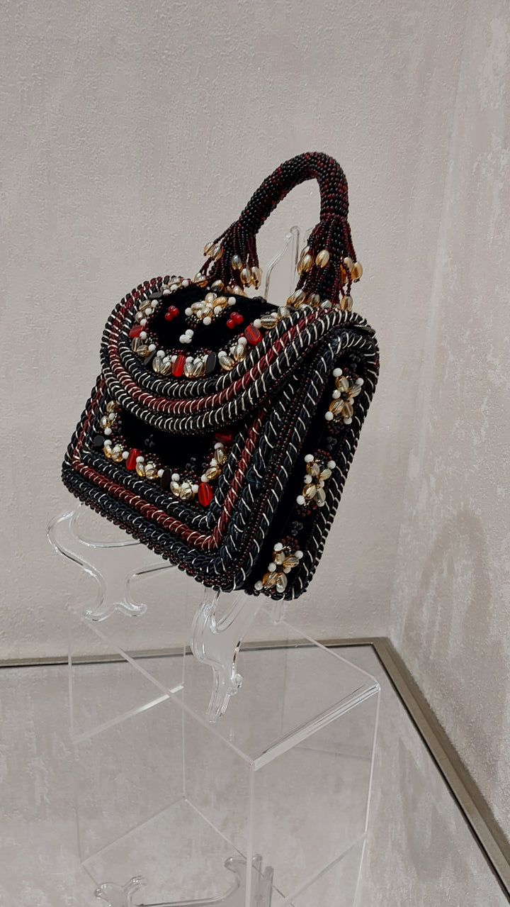 Ornate Beaded and Cord-Trimmed Evening Bag| Al Falah