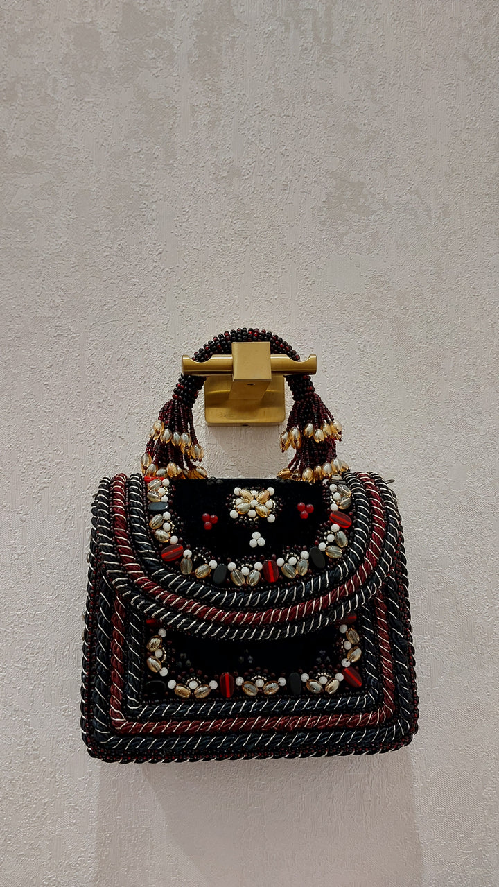 Ornate Beaded and Cord-Trimmed Evening Bag| Al Falah