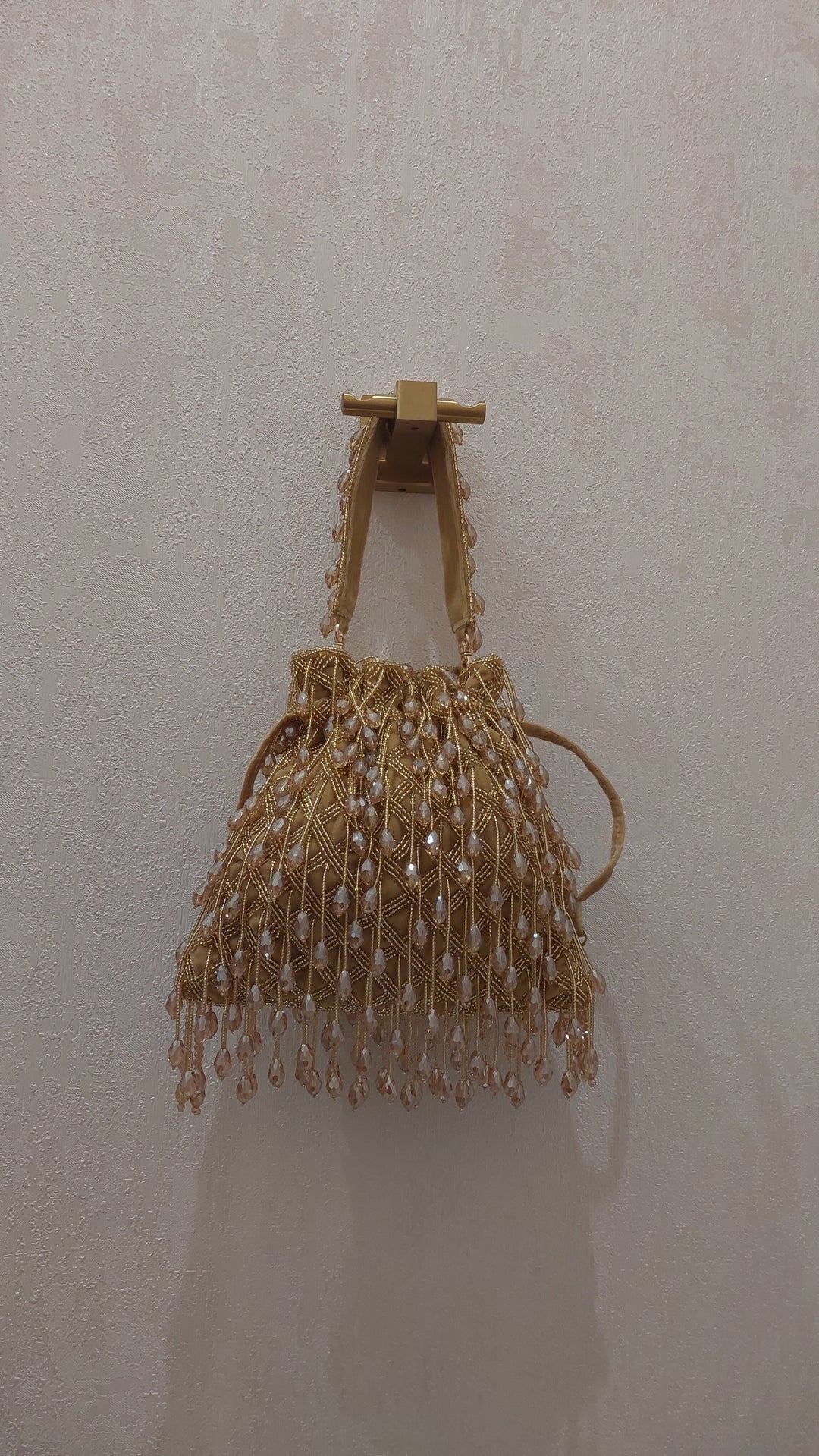 Golden Beaded Fringe Handcrafted Potli Bag| Al Falah