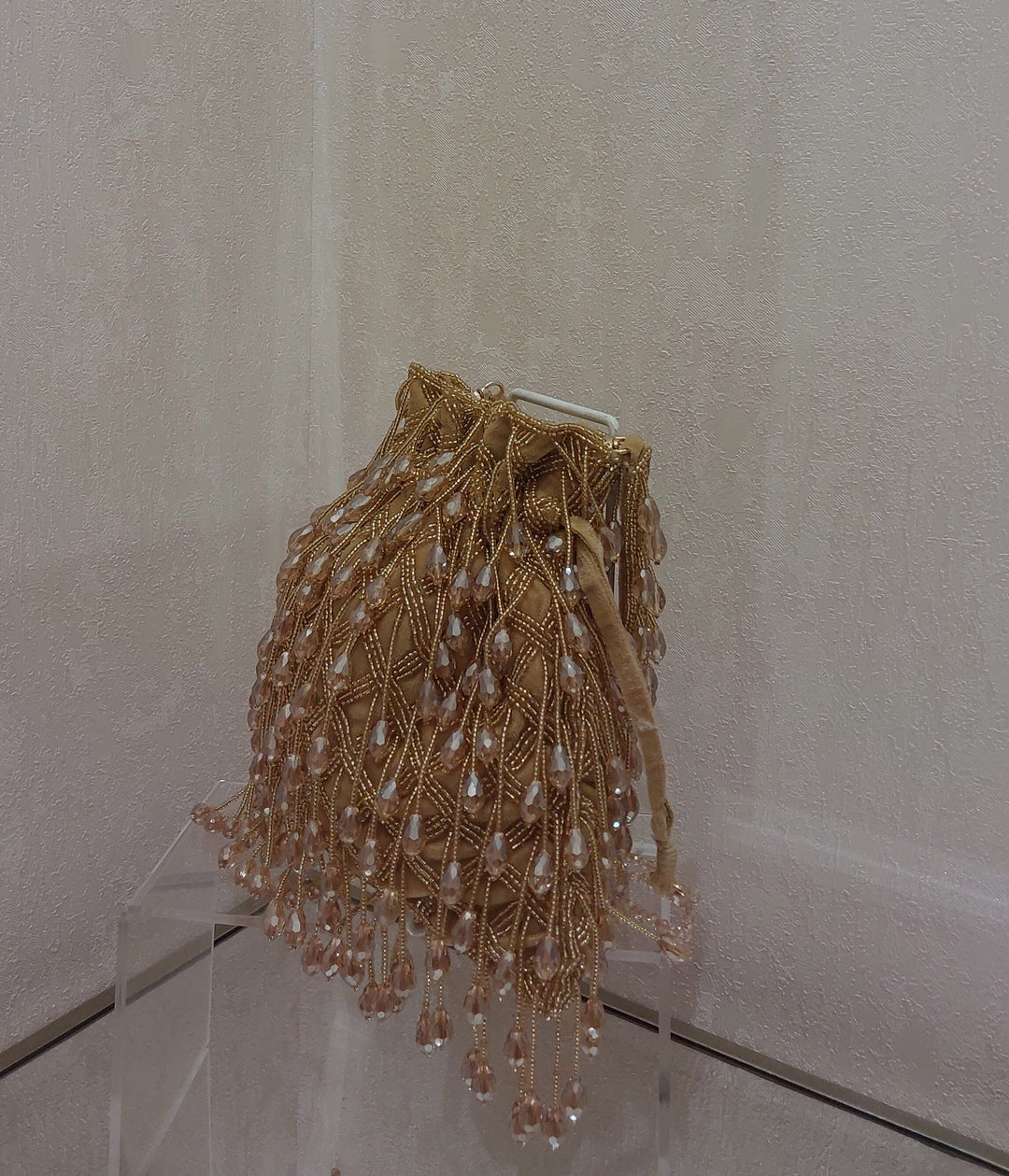 Golden Beaded Fringe Handcrafted Potli Bag| Al Falah