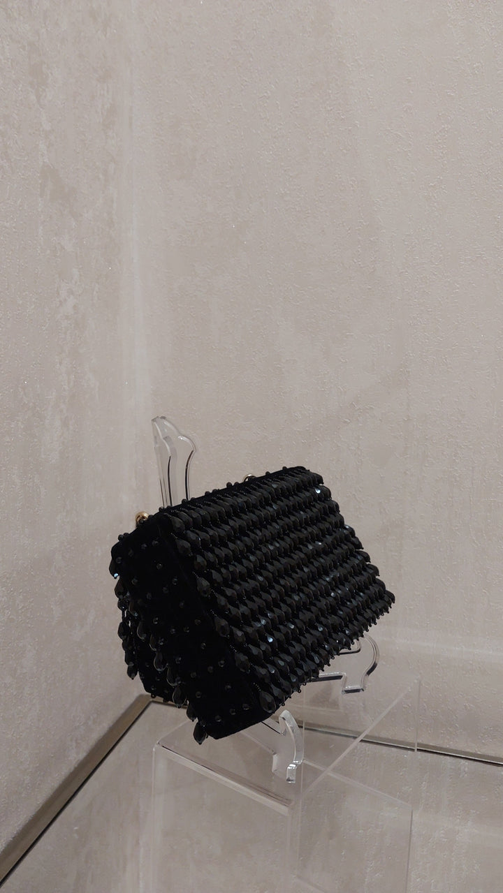 Black Beaded Handcrafted Evening Clutch | Al Falah