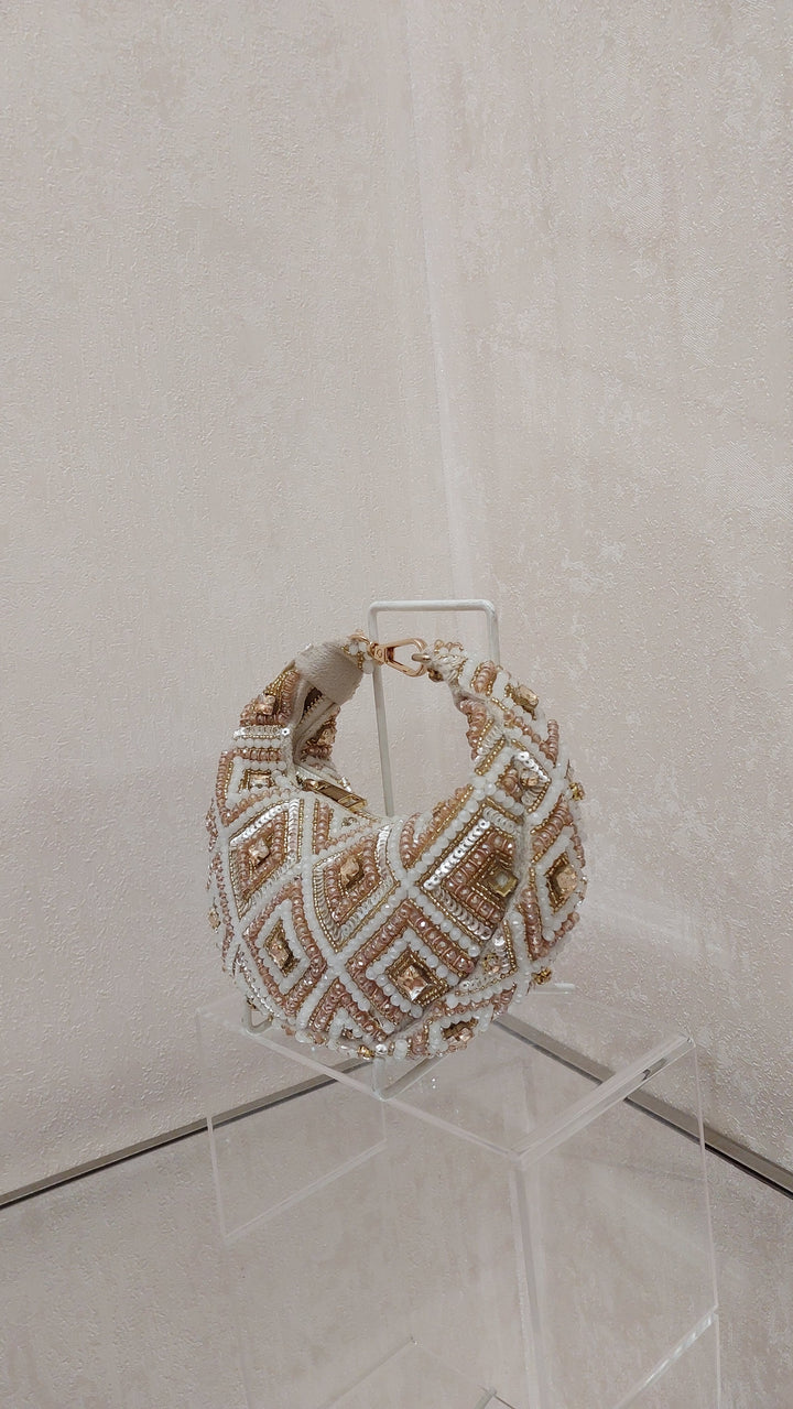 Ornate Beaded Crescent Hobo Bag| Al Falah