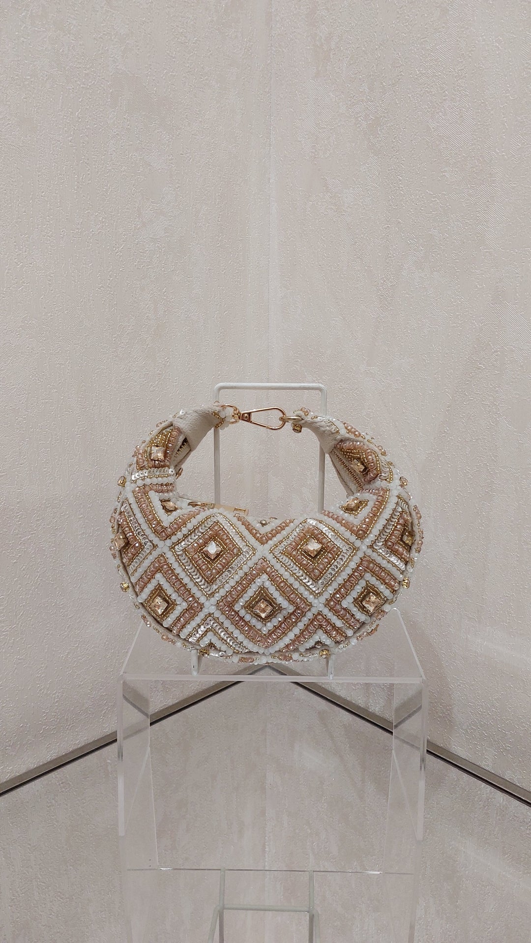 Ornate Beaded Crescent Hobo Bag| Al Falah