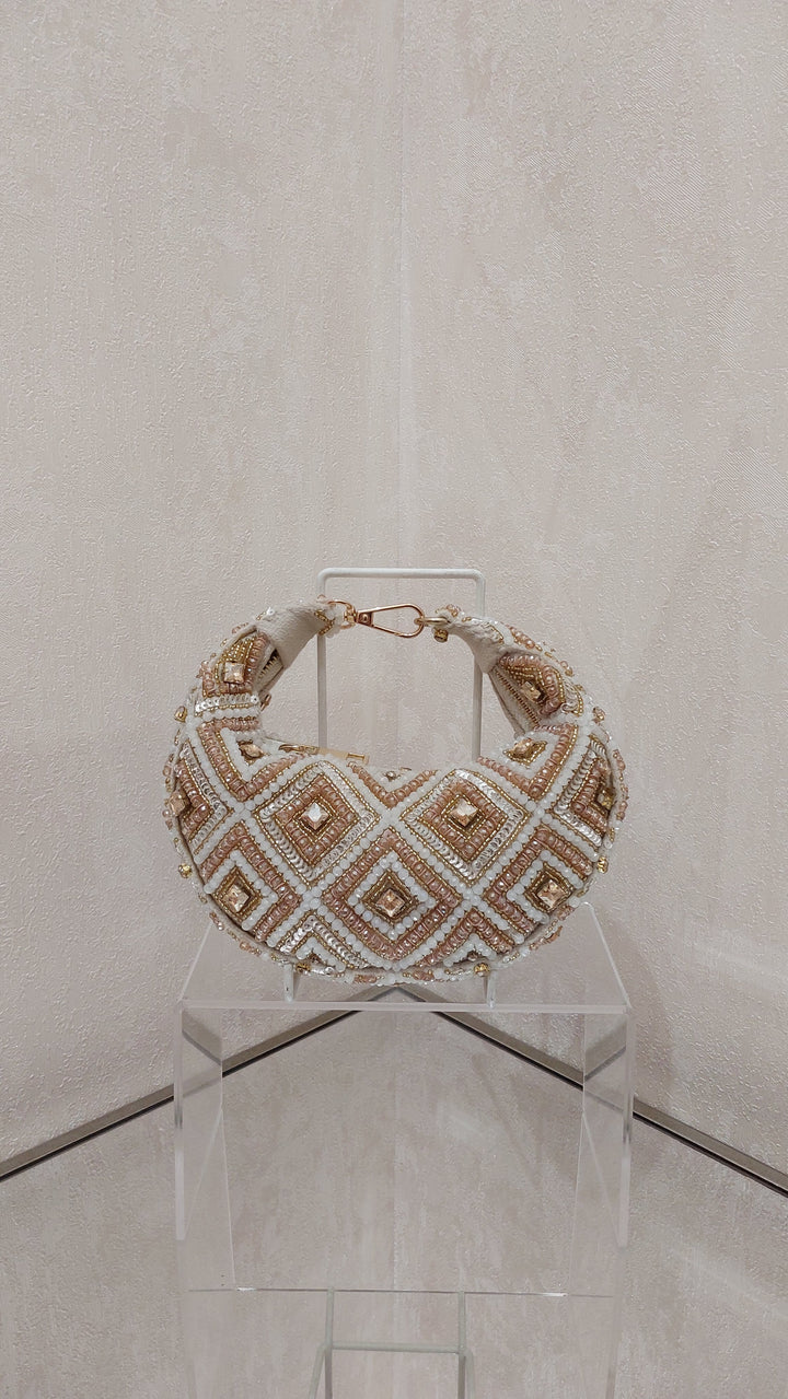 Ornate Beaded Crescent Hobo Bag| Al Falah