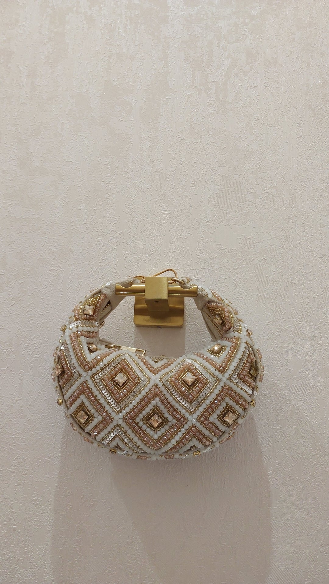 Ornate Beaded Crescent Hobo Bag| Al Falah