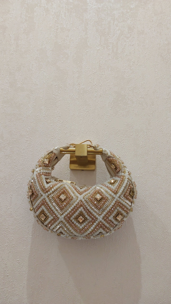 Ornate Beaded Crescent Hobo Bag| Al Falah
