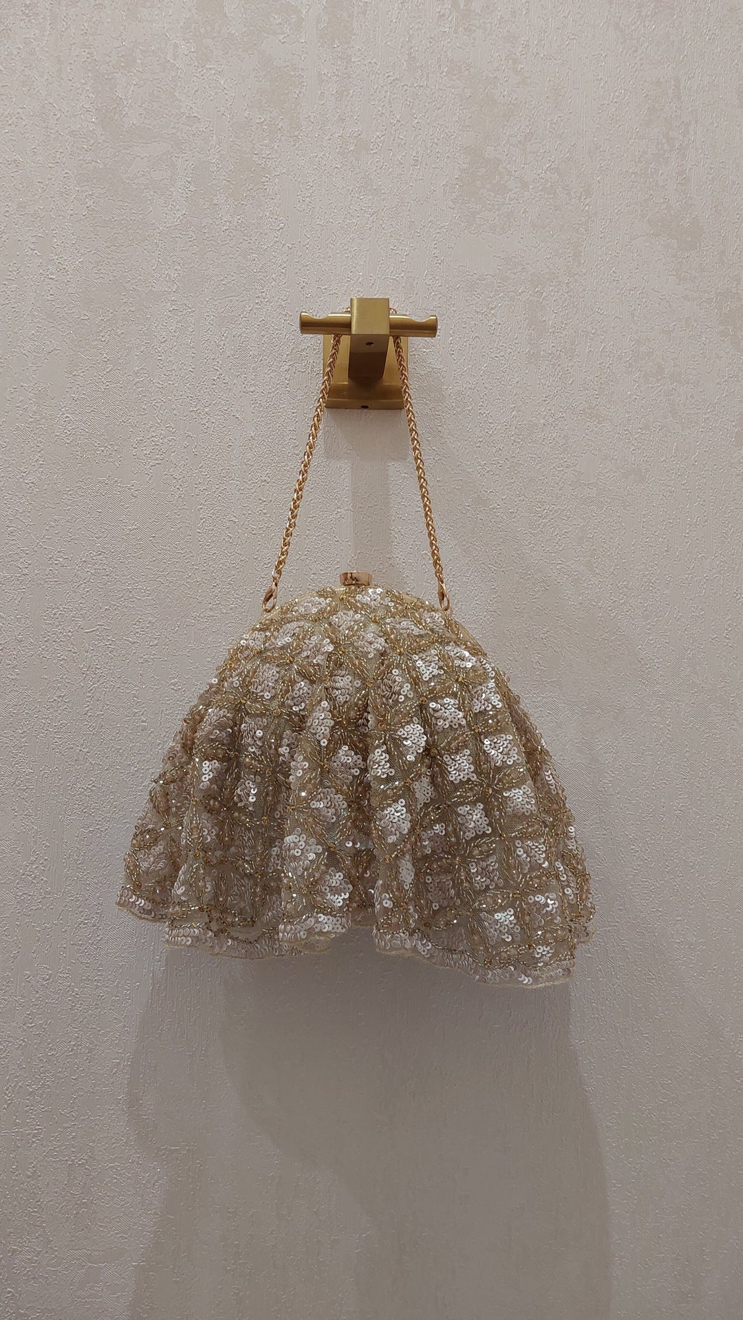 Golden Sequin Handcrafted Dome Clutch| Al Falah