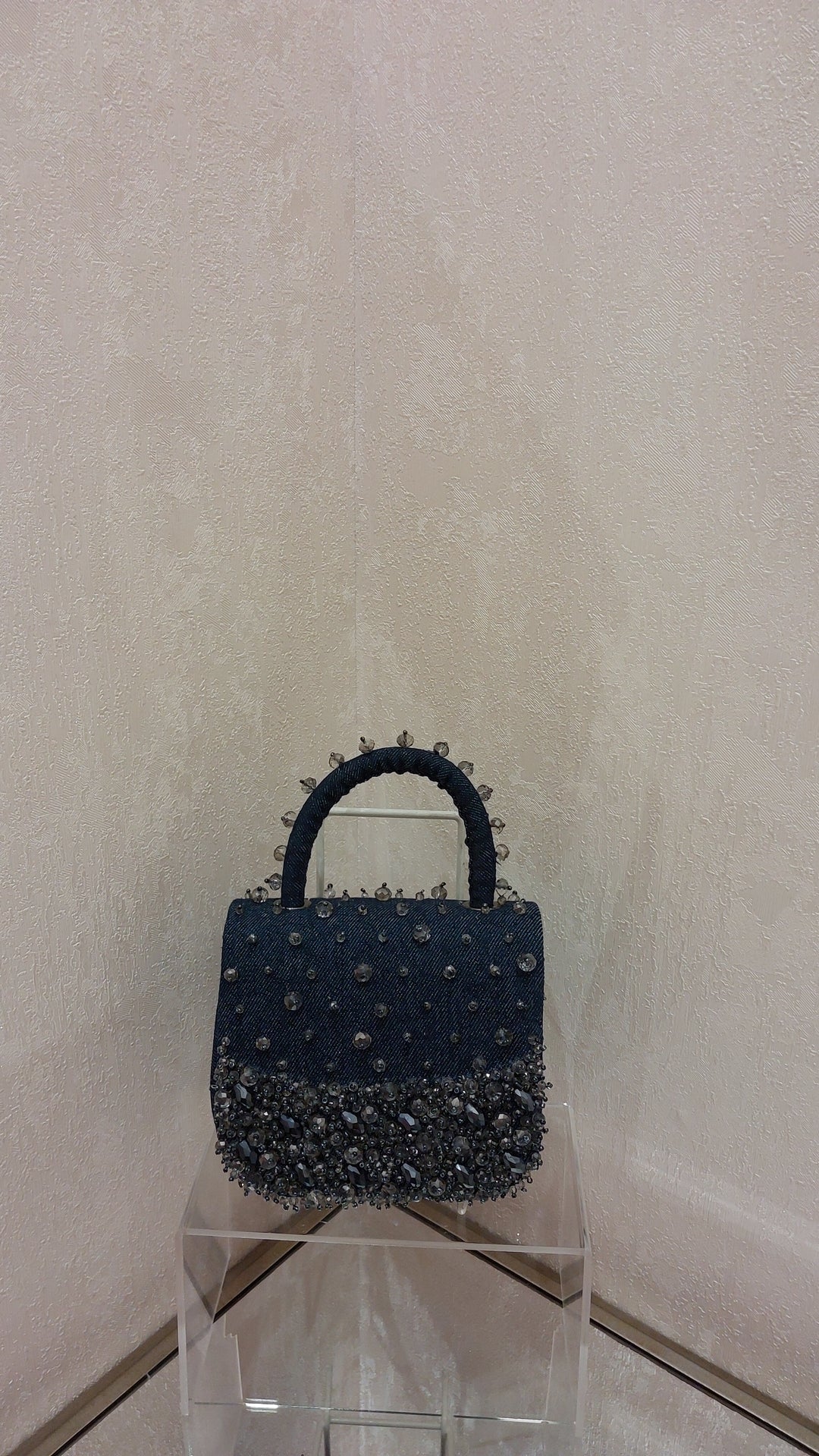 Embellished Denim Top-Handle Handbag| Al Falah