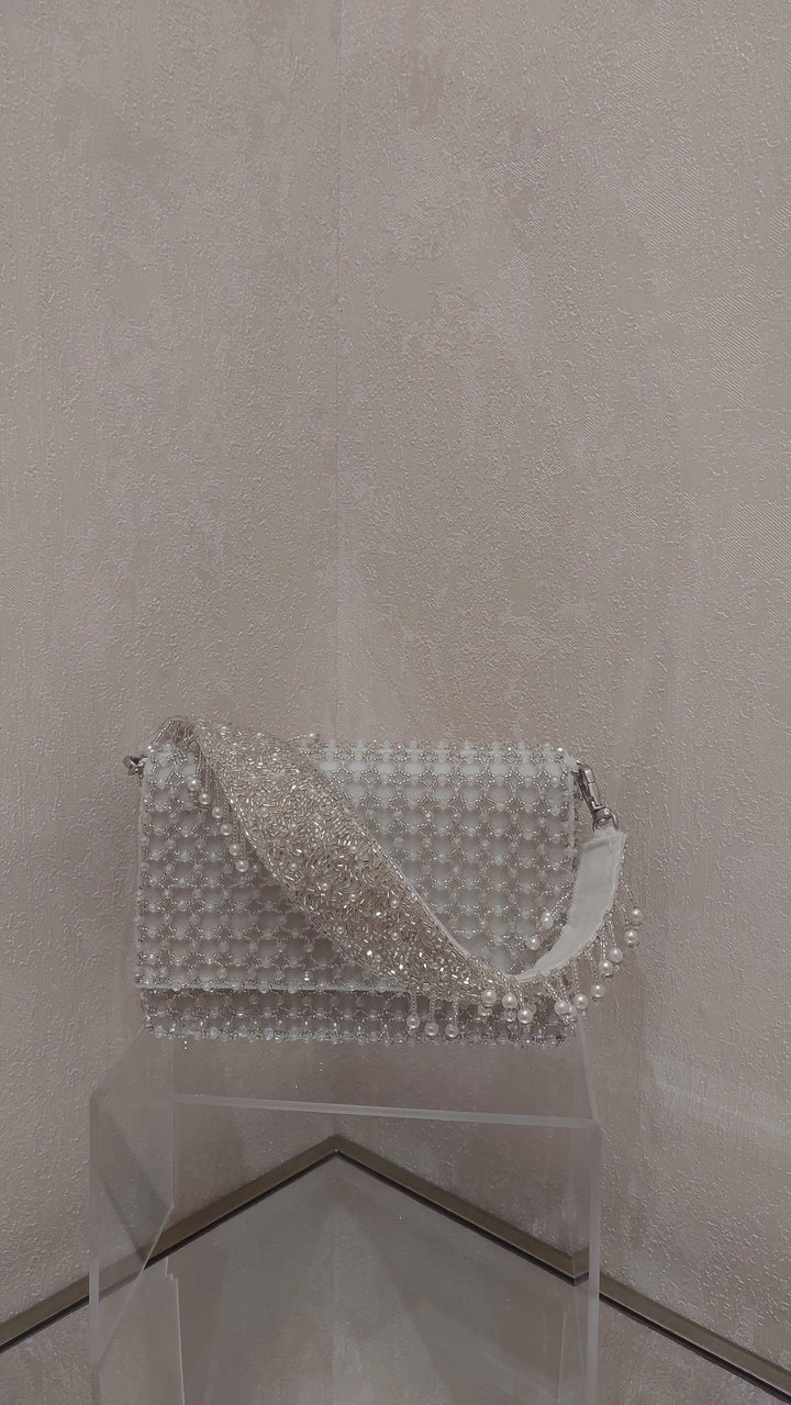 Pearl and Beaded Flap Evening Bag | Al Falah