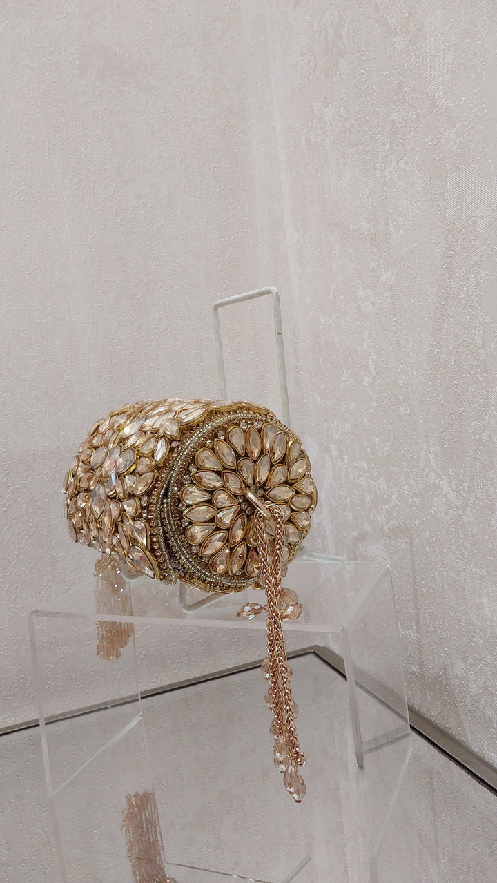 Gilded Crystal Embellished Statement Clutch|Al Falah