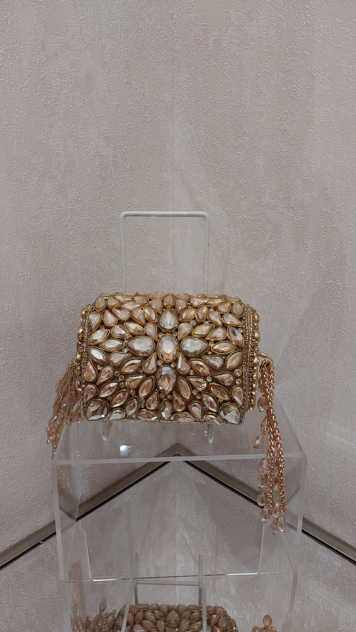 Gilded Crystal Embellished Statement Clutch|Al Falah
