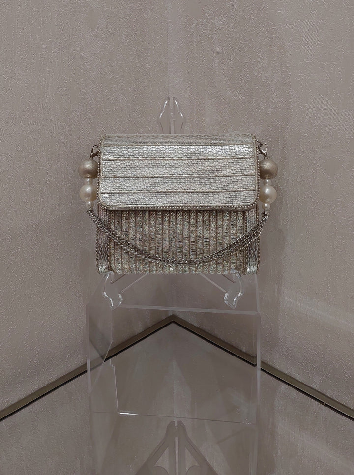 Silver Metallic Handcrafted Sling Bag | Al Falah