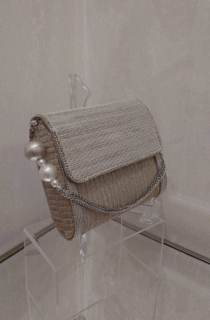 Silver Metallic Handcrafted Sling Bag | Al Falah