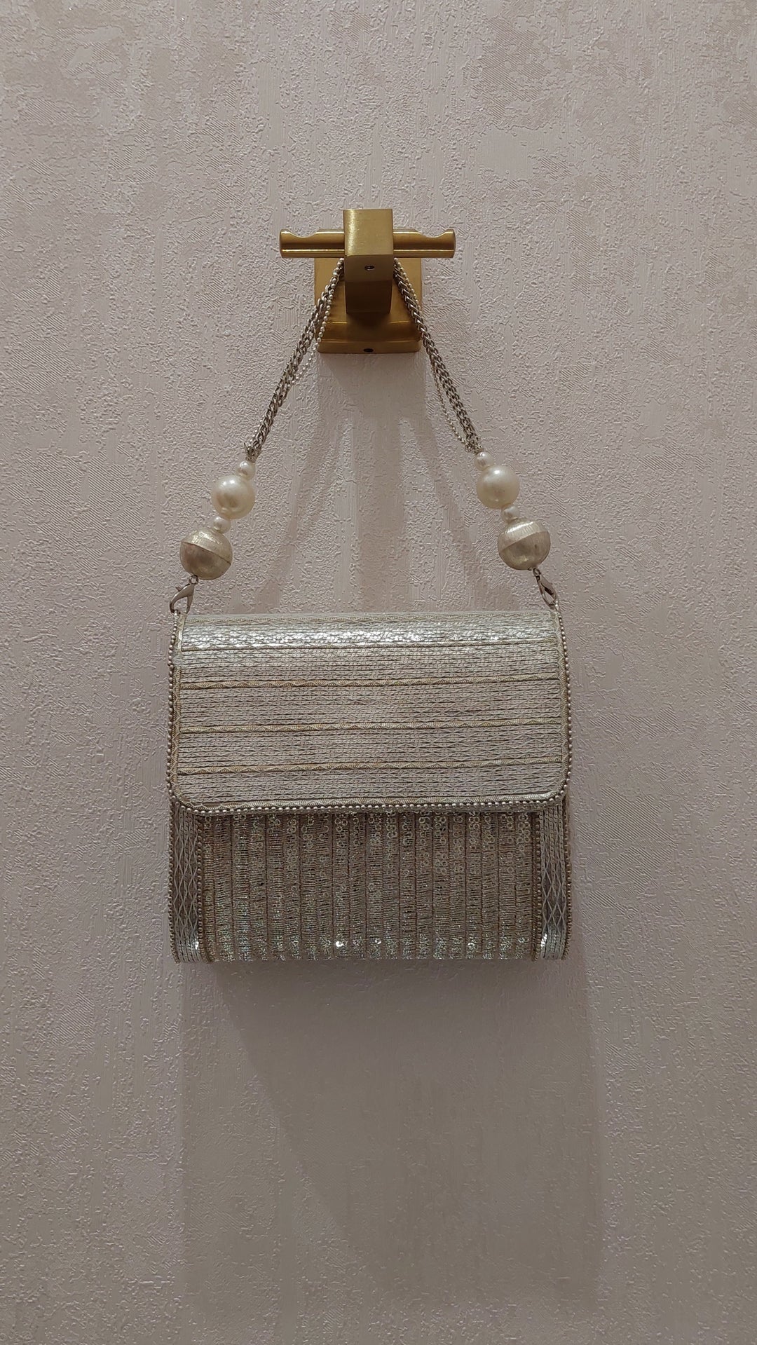Silver Metallic Handcrafted Sling Bag | Al Falah