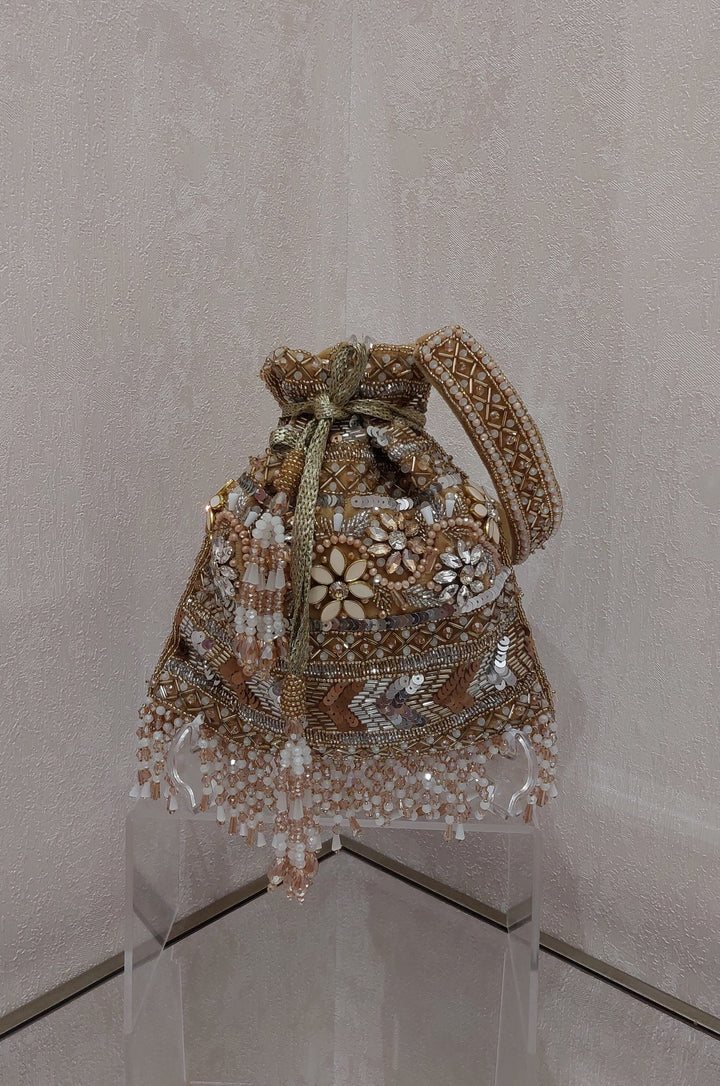 Golden Sequin & Beaded Handcrafted Potli Bag | Al Falah