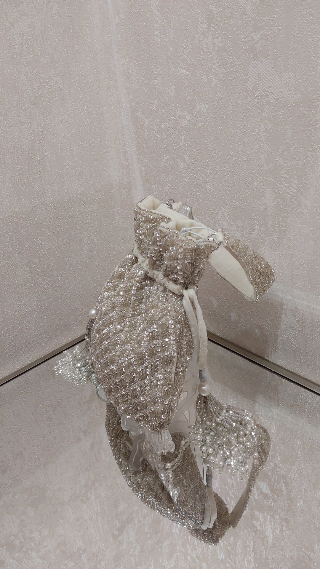 Silver Sequin & Pearl Handcrafted Potli Bag | Al Falah