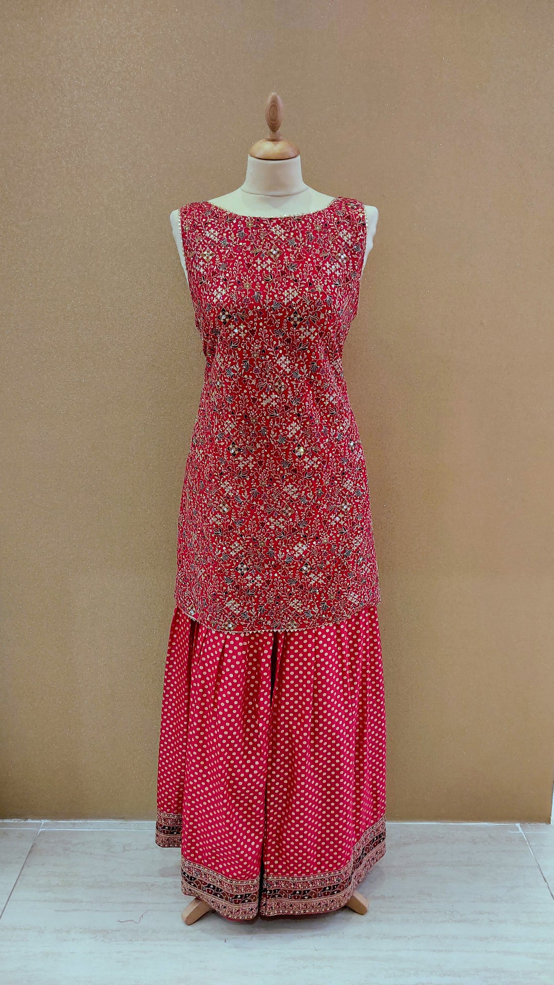 Rani Pink Sequin Embellished Gharara Set| Maya Chabra