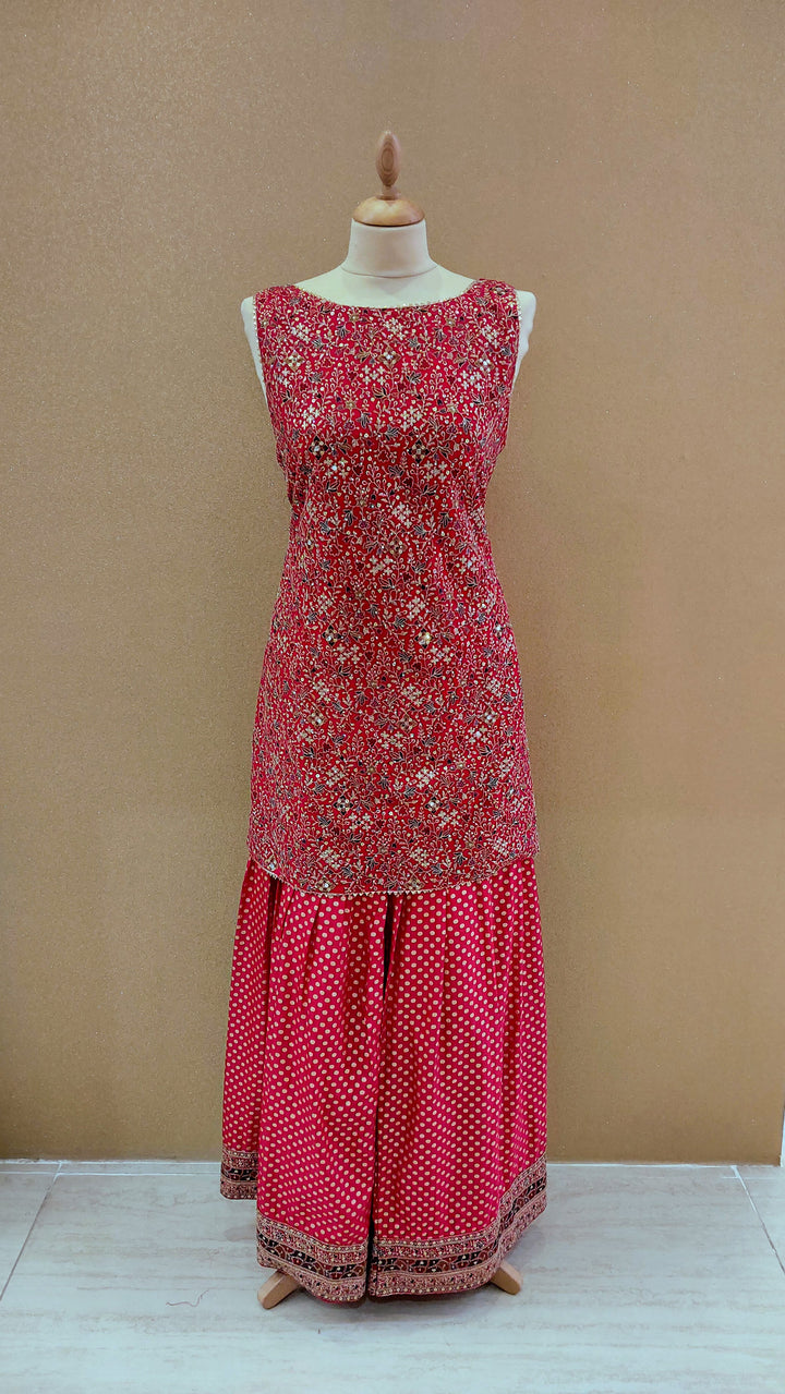 Rani Pink Sequin Embellished Gharara Set| Maya Chabra