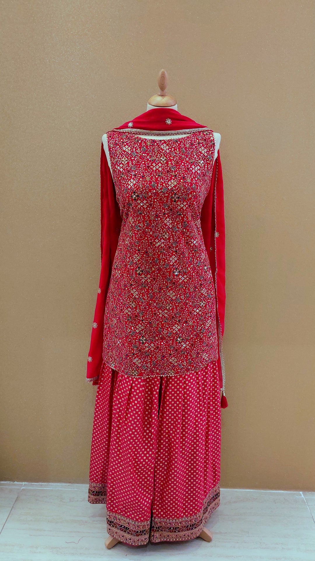 Rani Pink Sequin Embellished Gharara Set| Maya Chabra
