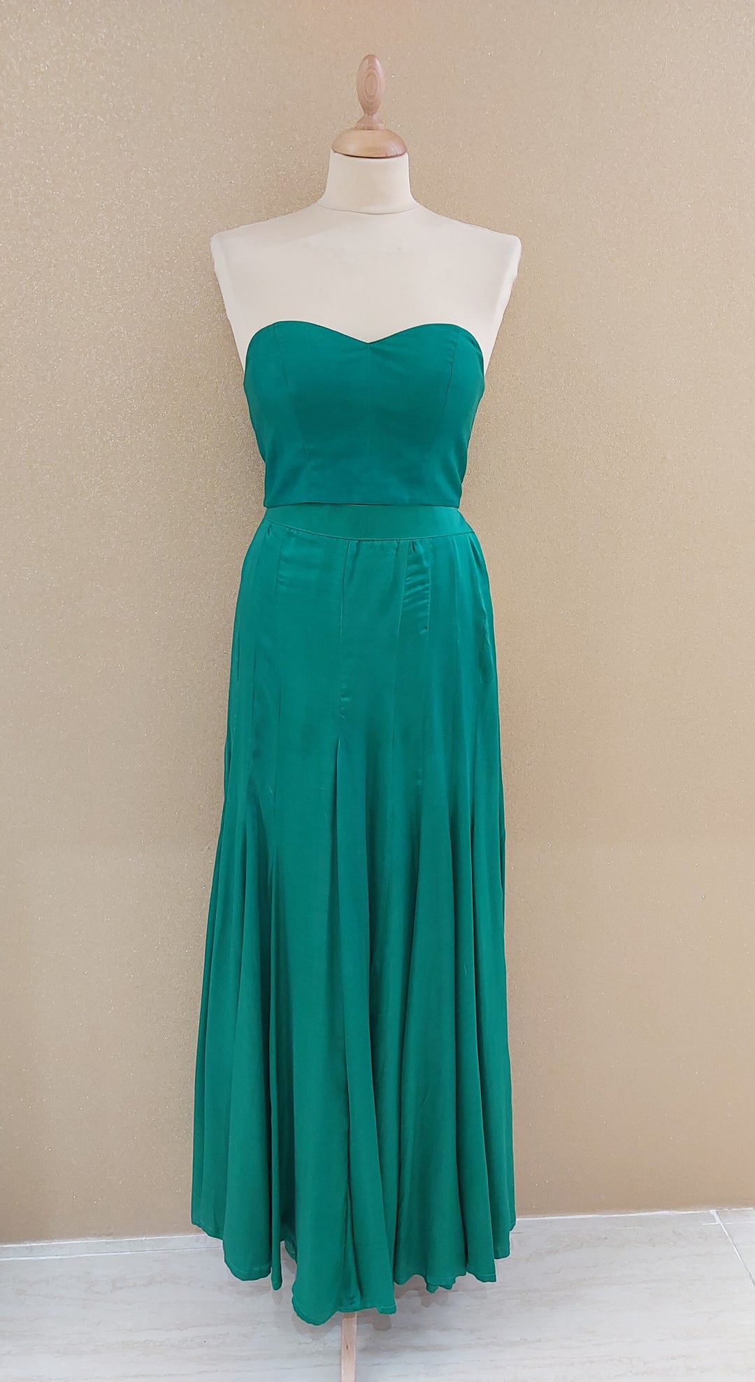 Green Embellished Asymmetric Top with Matching Pants  | SILK SAGA