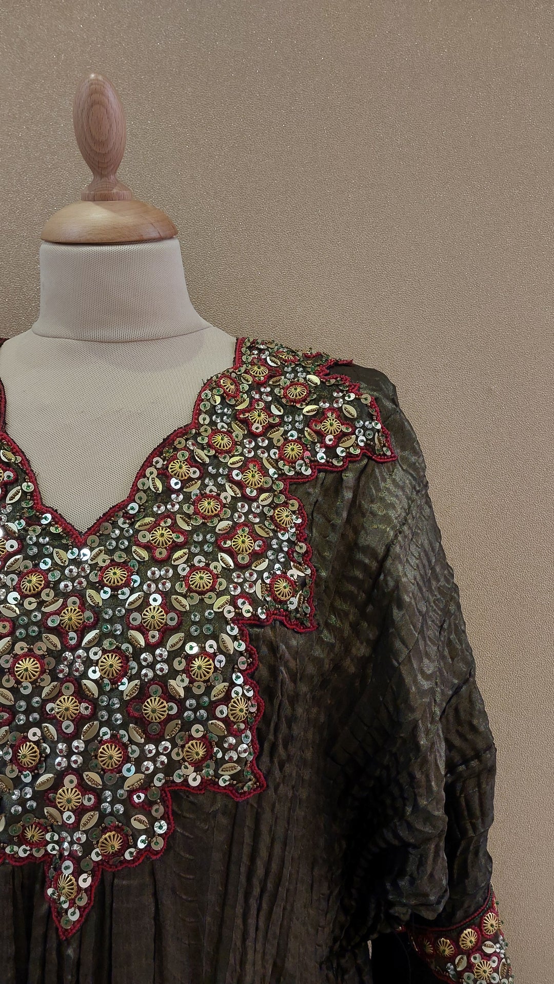 Black & Gold Embellished Kaftan Kurta  | Label Pramila