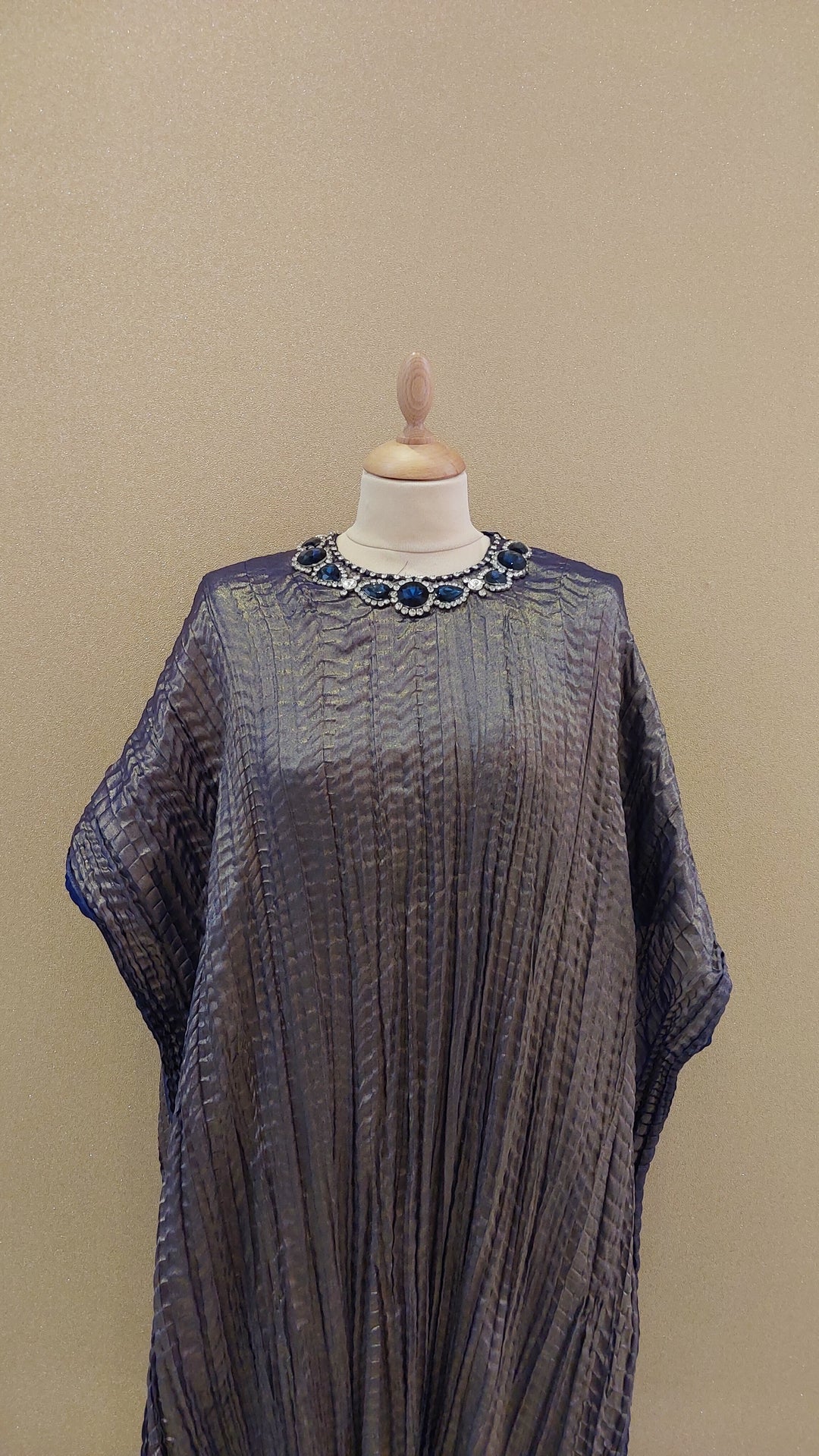 Blue Embellished Kaftan Style Dress| Label Pramila