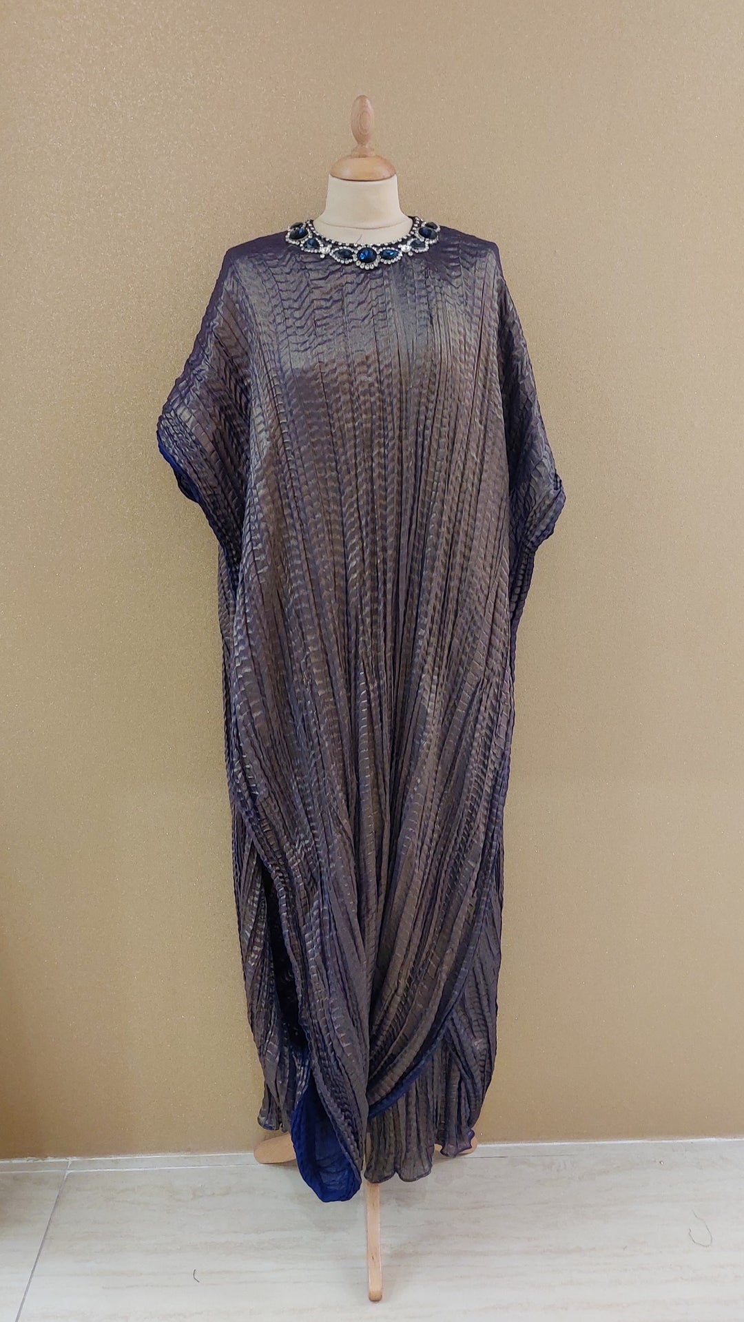 Blue Embellished Kaftan Style Dress| Label Pramila