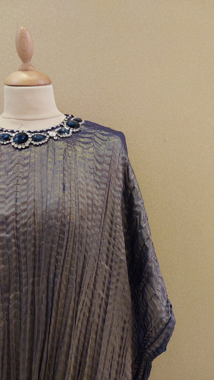 Blue Embellished Kaftan Style Dress| Label Pramila