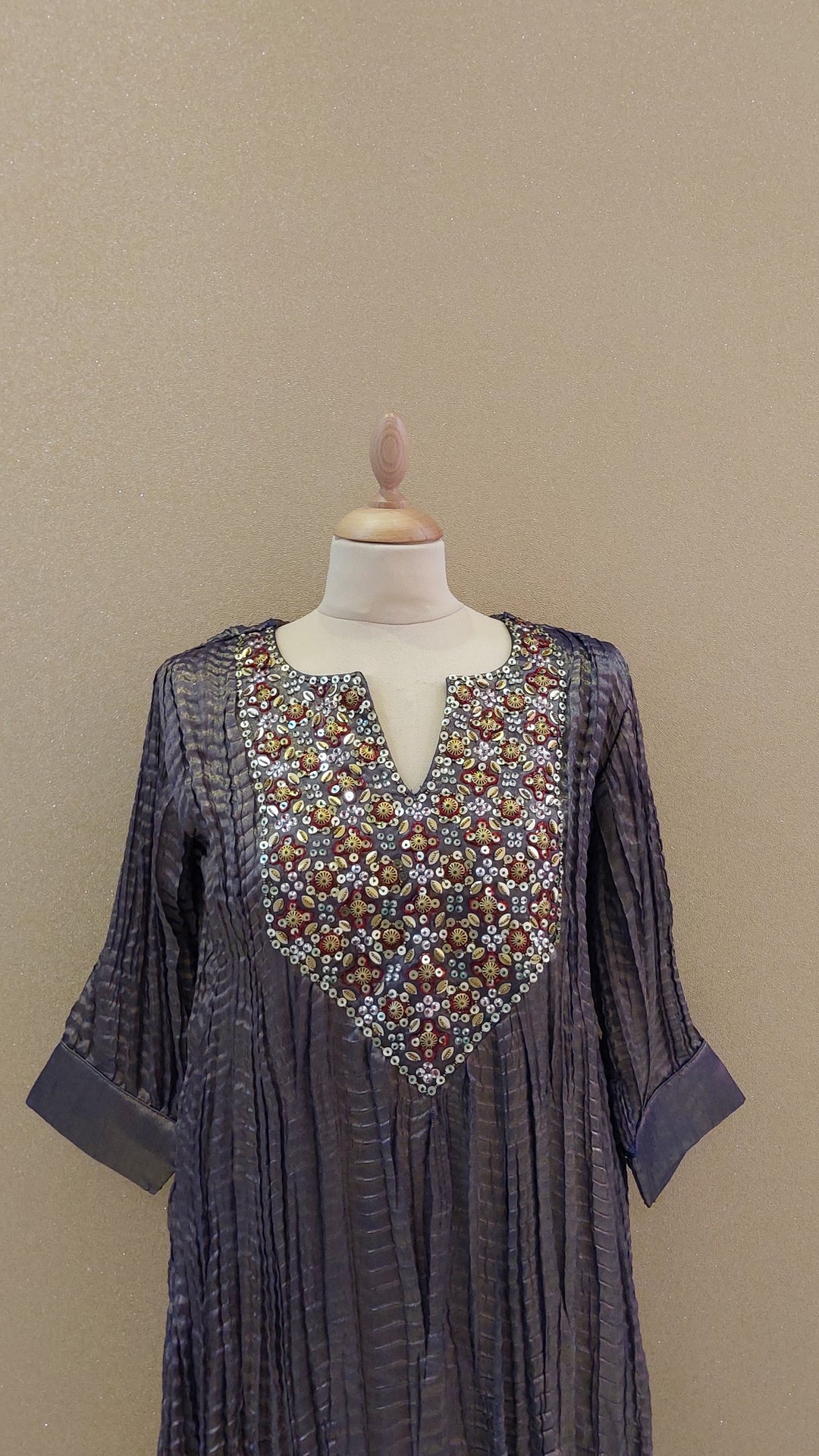 Purple Embellished Kurti with Matching Pants| Label Pramila