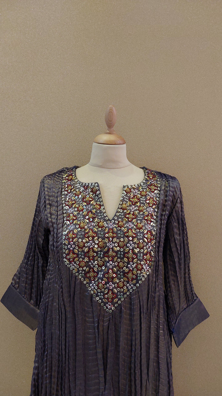 Purple Embellished Kurti with Matching Pants| Label Pramila