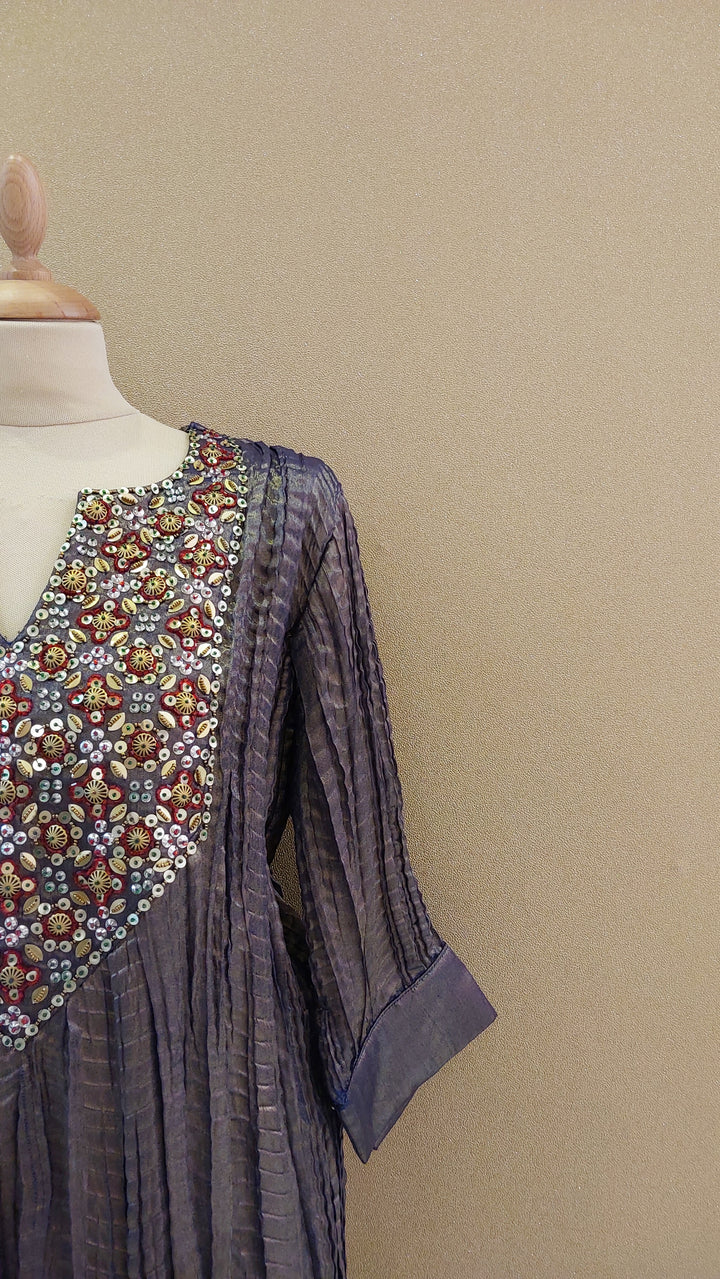 Purple Embellished Kurti with Matching Pants| Label Pramila