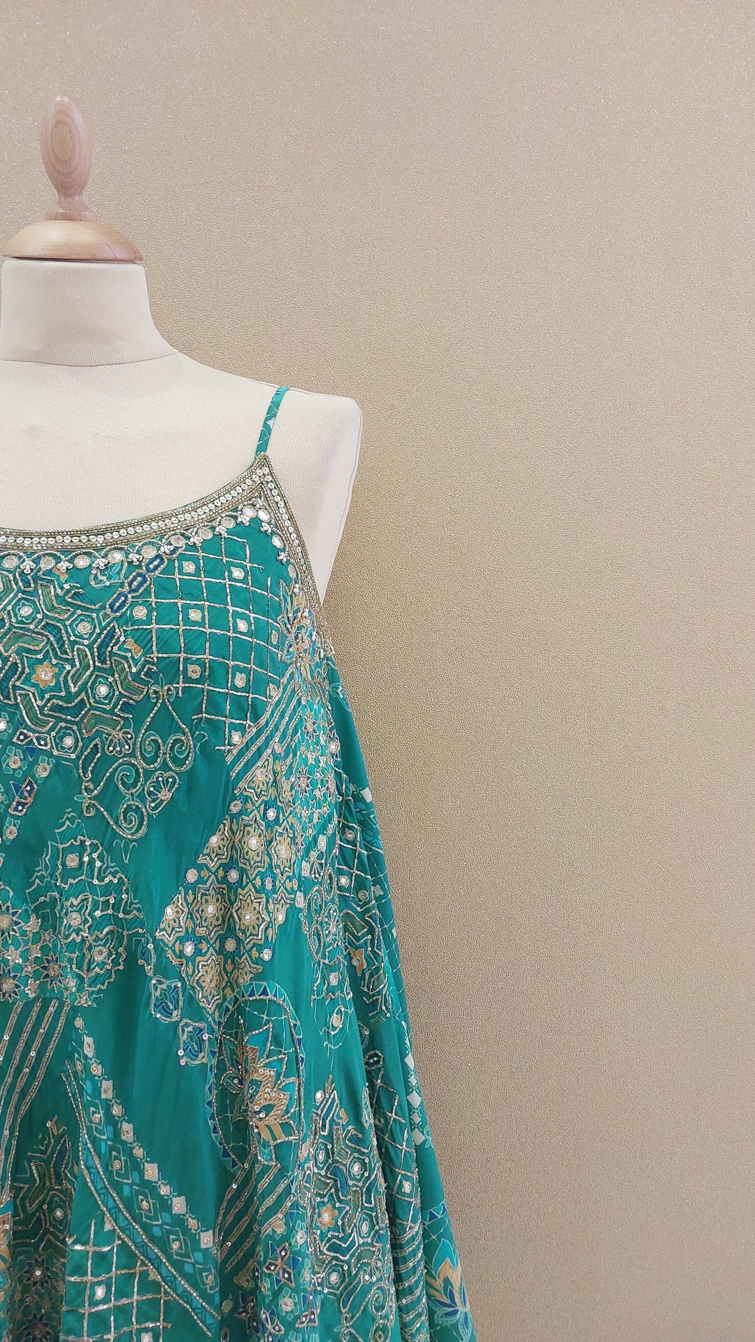 Green Embellished Peplum Top with Matching Sharara Pants and Dupatta| SILK SAGA
