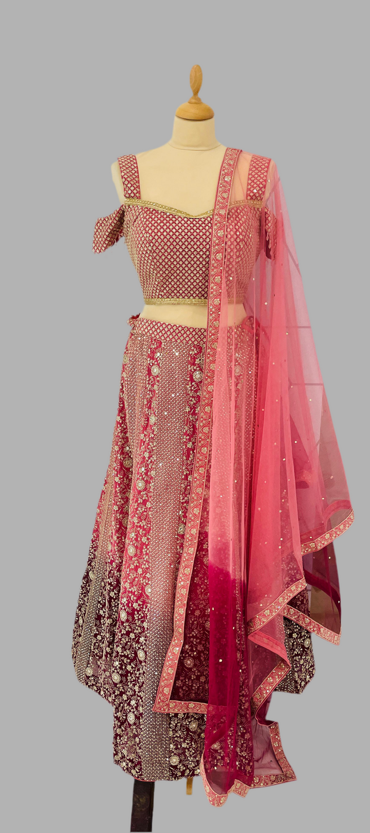 Shagun Ombre Pink Lehenga Set with a Sweetheart Blouse | Inaayat by Divya Taimni
