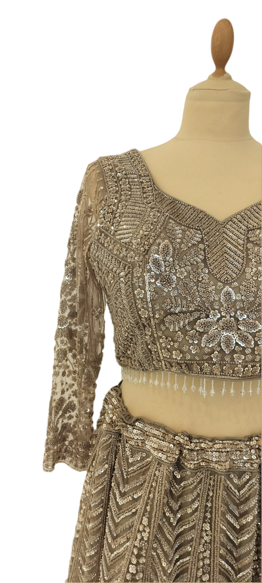 Shagun Metallic Mocha Beaded Sequins Lehenga | Inaayat by Divya Taimni