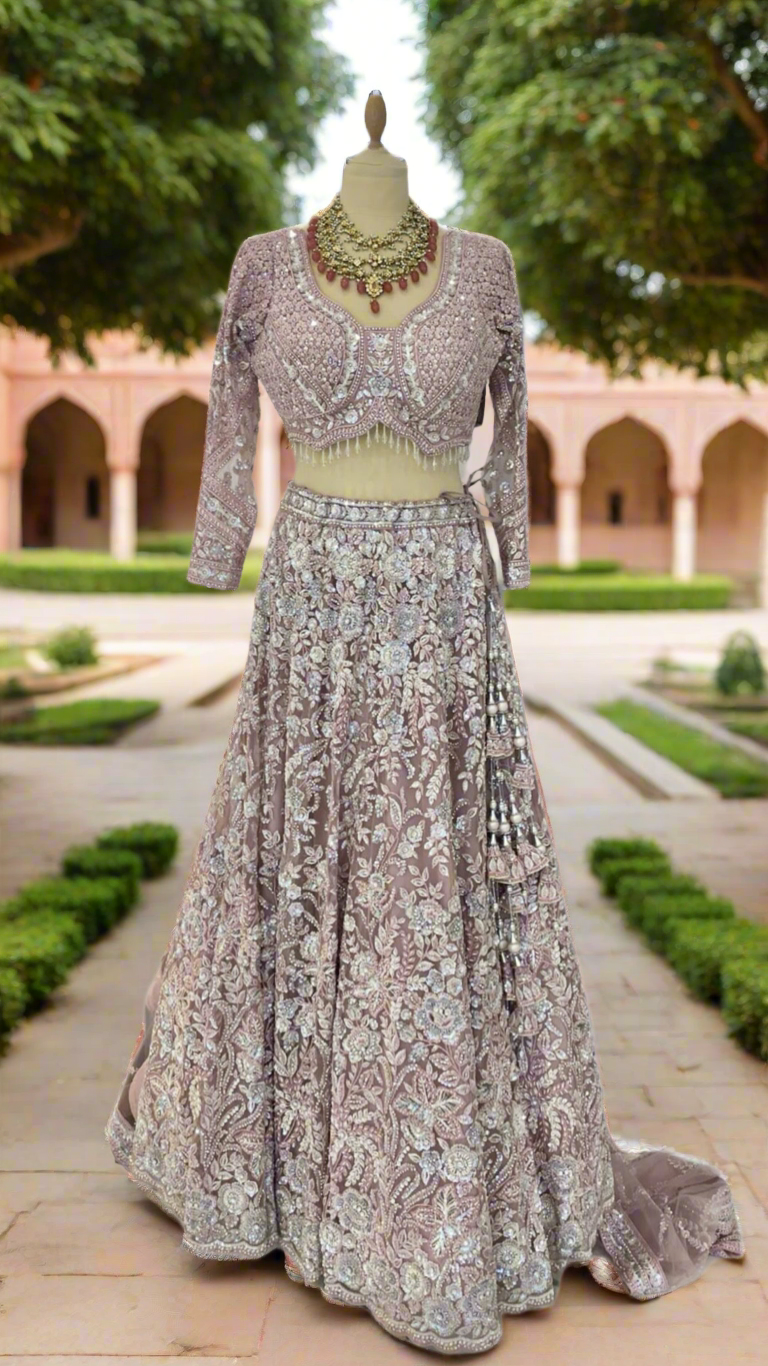 Shagun Pink Floral Ornately Beaded Sequins Lehenga Set |Inaayat by Divya Taimni