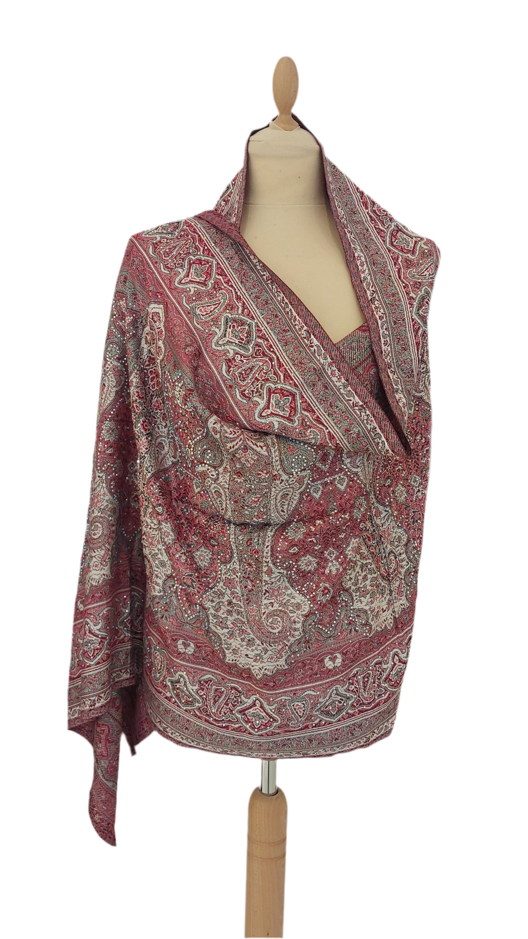 Simi Pink Rhinestone Mixed cashmere scarf