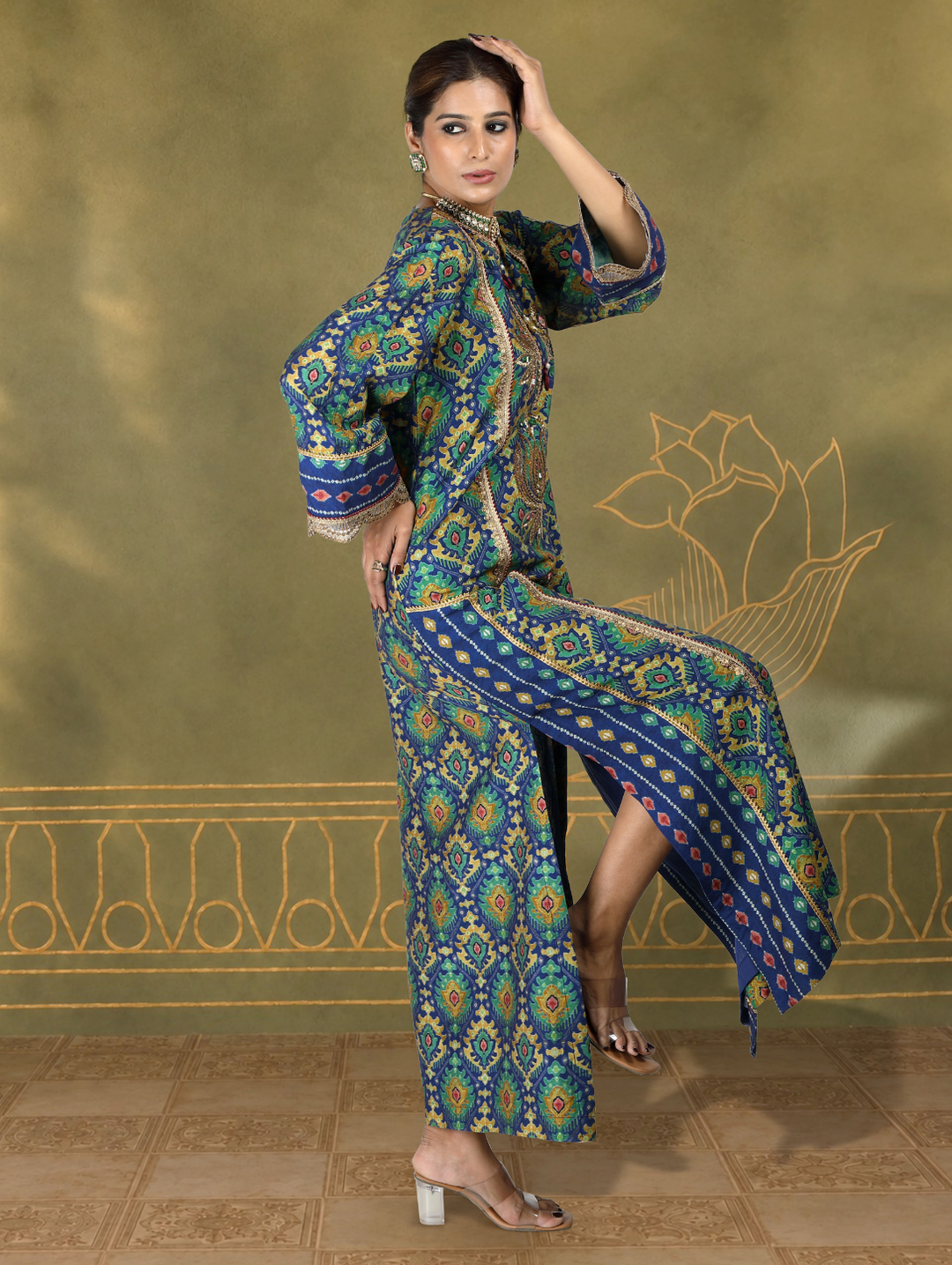 Isharya Ikat Bandhini Kaftan Dress | The Bumble Bee