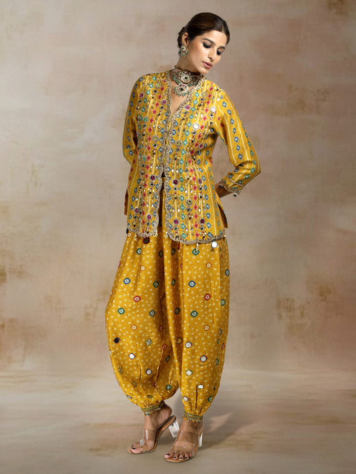 Norah Embroidered Jacket Set with Balloon Pants| The Bumble Bee